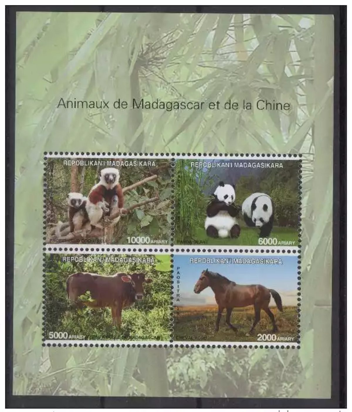 Madagascar 2014 Mi.322x China block joint issue Fauna Panda Lemurien