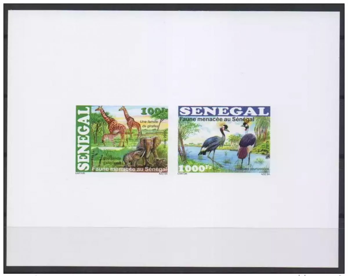 Senegal 2015 Mi. 2224 - 2226 luxury event Endangered wildlife Birds elephants