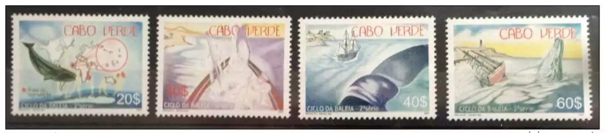 Cabo Verde 2007 - Ciclo da Baleia II series Whale Wal boat 4 val. MNH