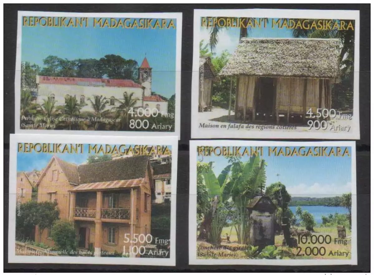 Madagascar 2003 Mi. 2607-2610 ND IMPERF Tourisme Maison Eglise pirates MNH **