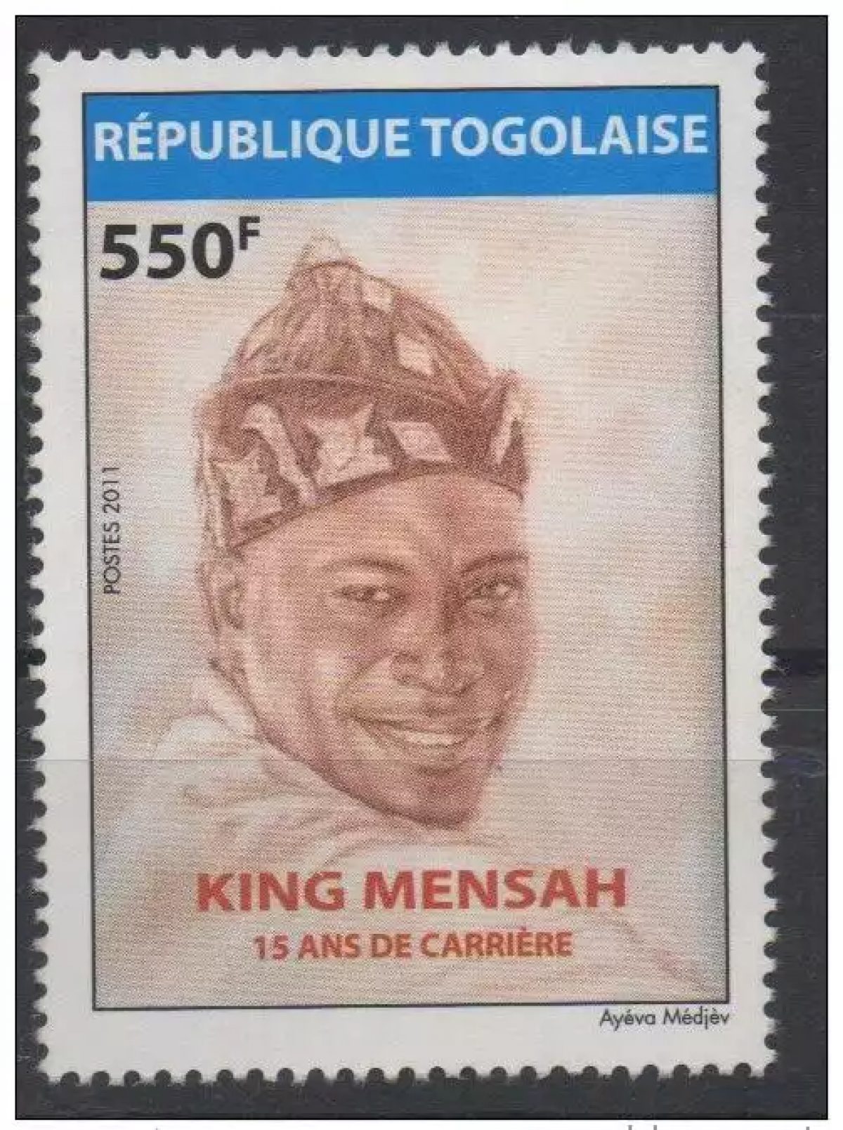 Togo 2011 - Mi. A4316 King Mensah 15 ans de carrière 550F MNH RARE !!!