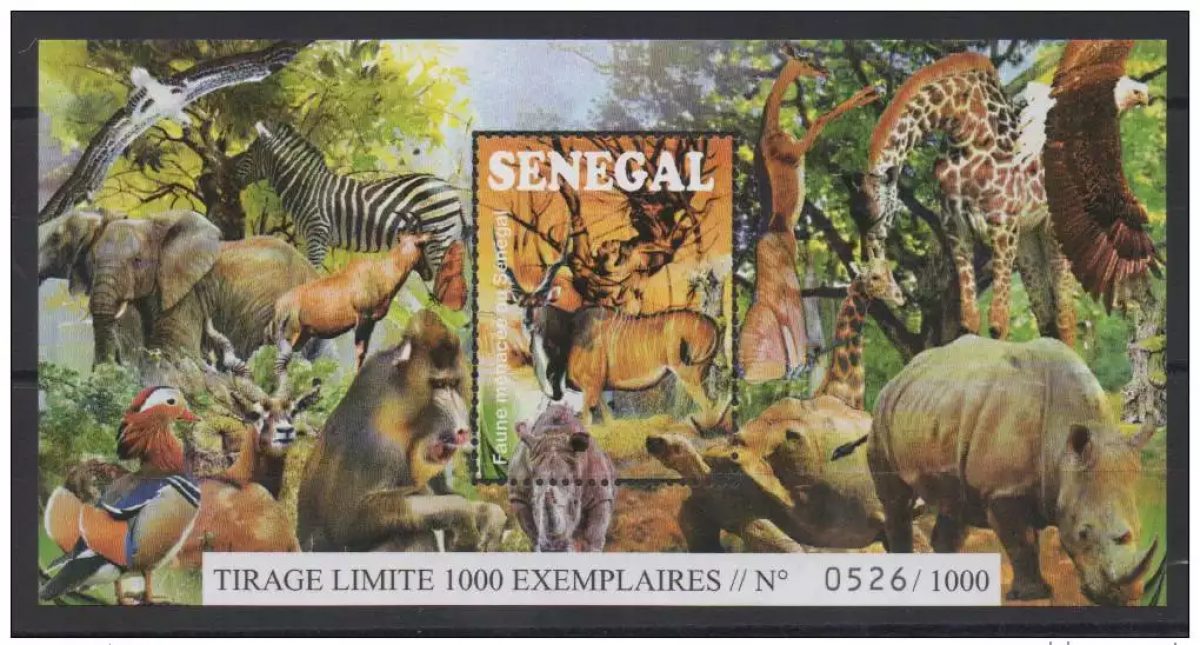 Senegal 2015 Block VARIETÄT OHNE NENNWERT Mi. Bl. 109 Bedrohte Fauna
