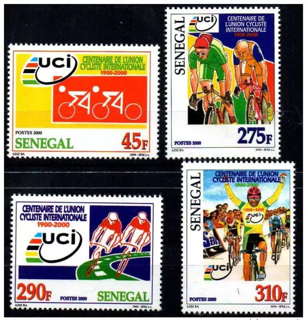 Senegal 2000/2004 UCI Centenary International Cycling Union 4 val. RARE MNH