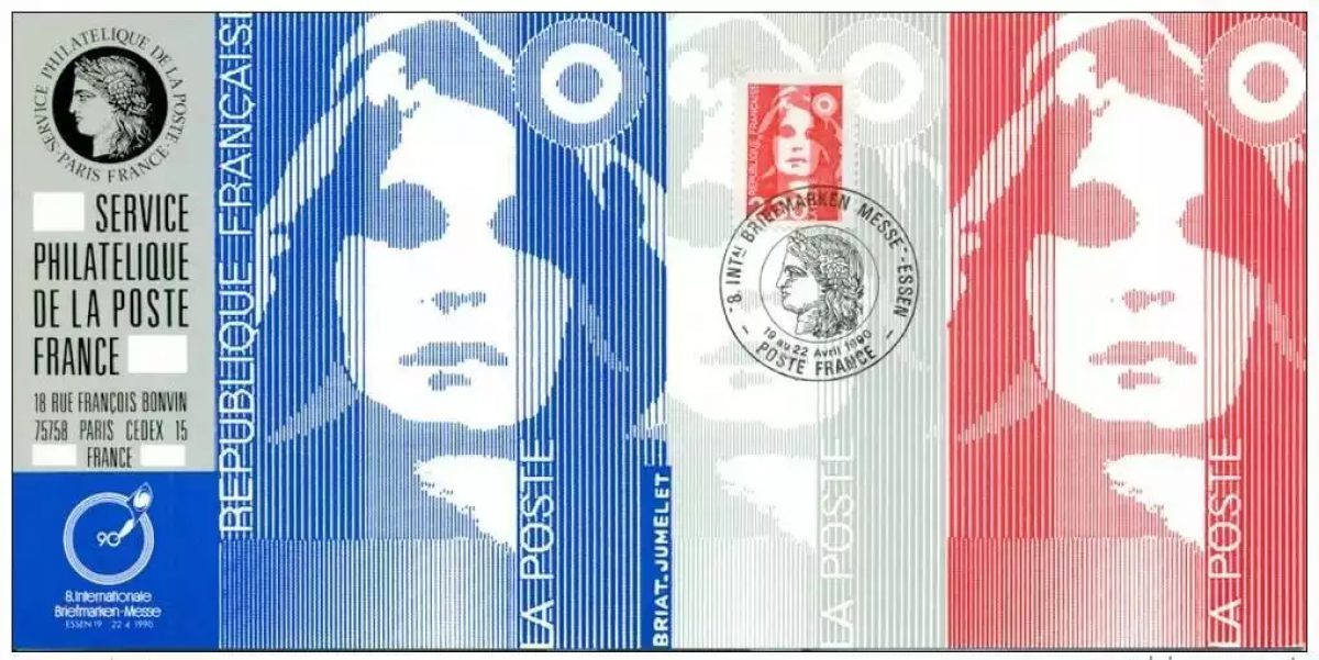 061 Official card Exhibition Essen 1990 France FDC Marianne de Briat 2.30