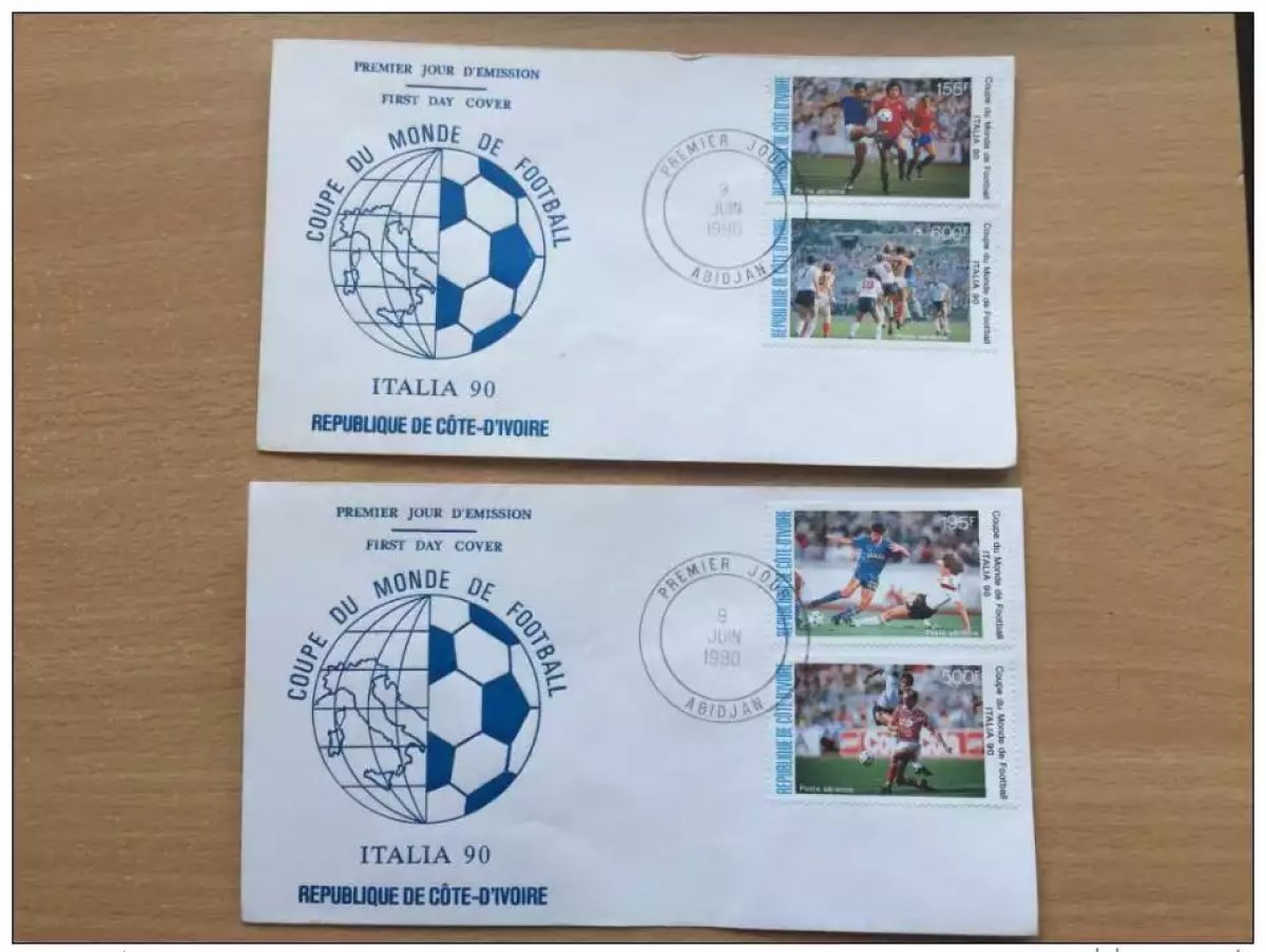 Elfenbeinküste 1990 FDC FIFA WM Fußball Mi. 1014-1017