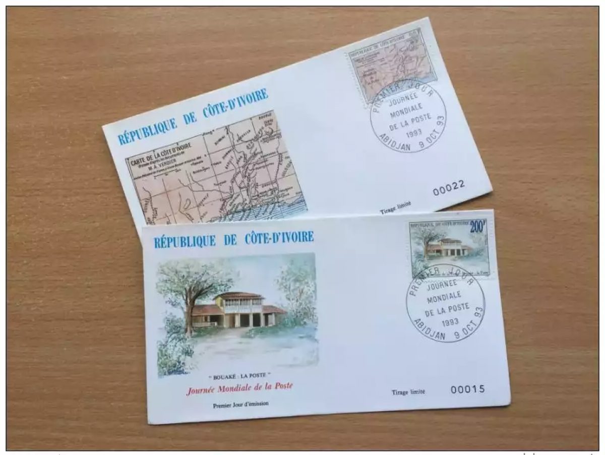 Côte d´Ivoire 1993 FDC Journée mondiale Poste Postal Day Mi. 1105-1106