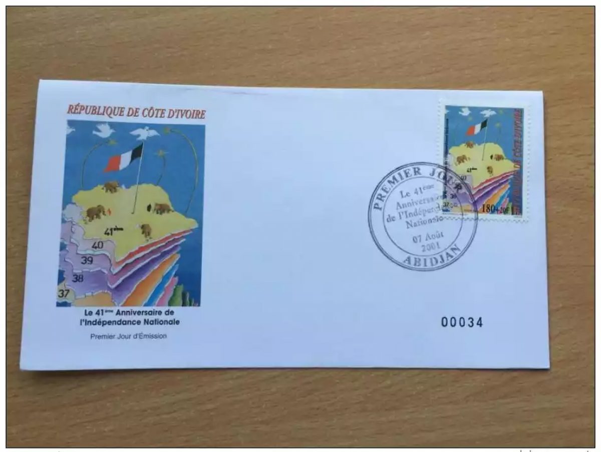 Côte d´Ivoire 2001 41 ans Indépendance Unabhängigkeit Map flag Drapeau Mi. 1277