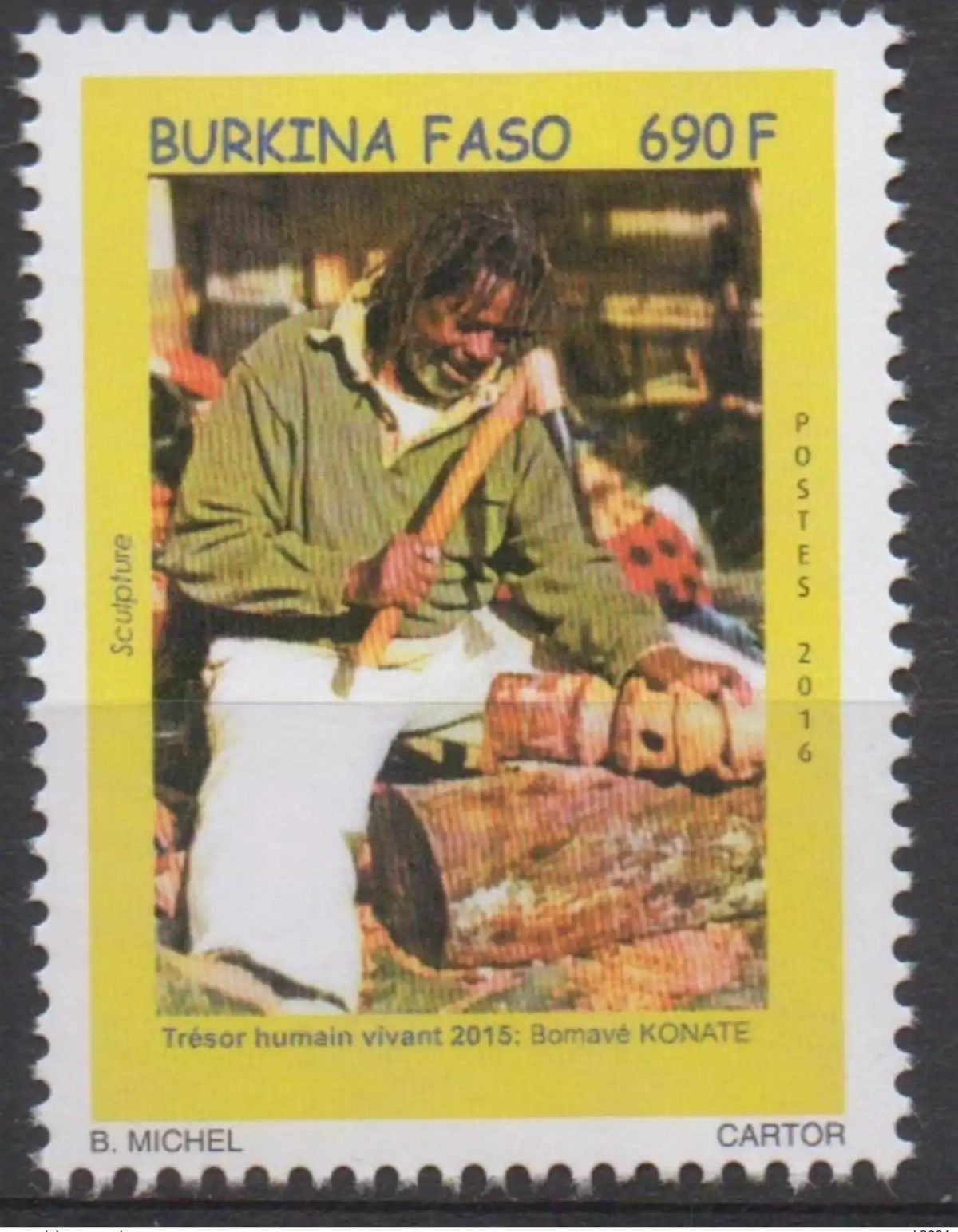 Burkina Faso 2016 Trésor 2015 Bomavé Konaté sculpture Bildhauerei UNESCO MNH