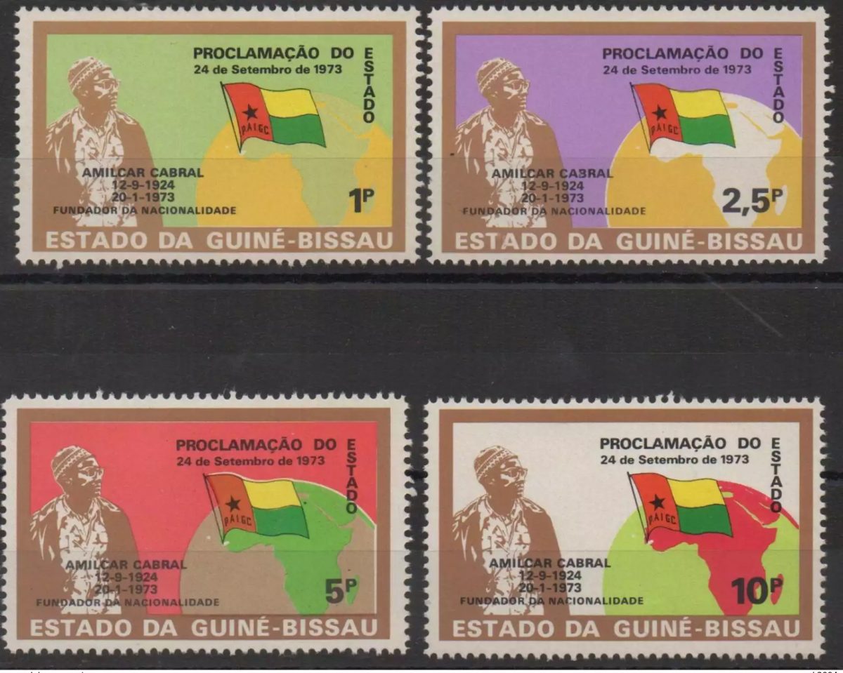 Guinée-Bissau 1973 1974 Mi. 345-348 Republic History Flags Politics Map Drapeau