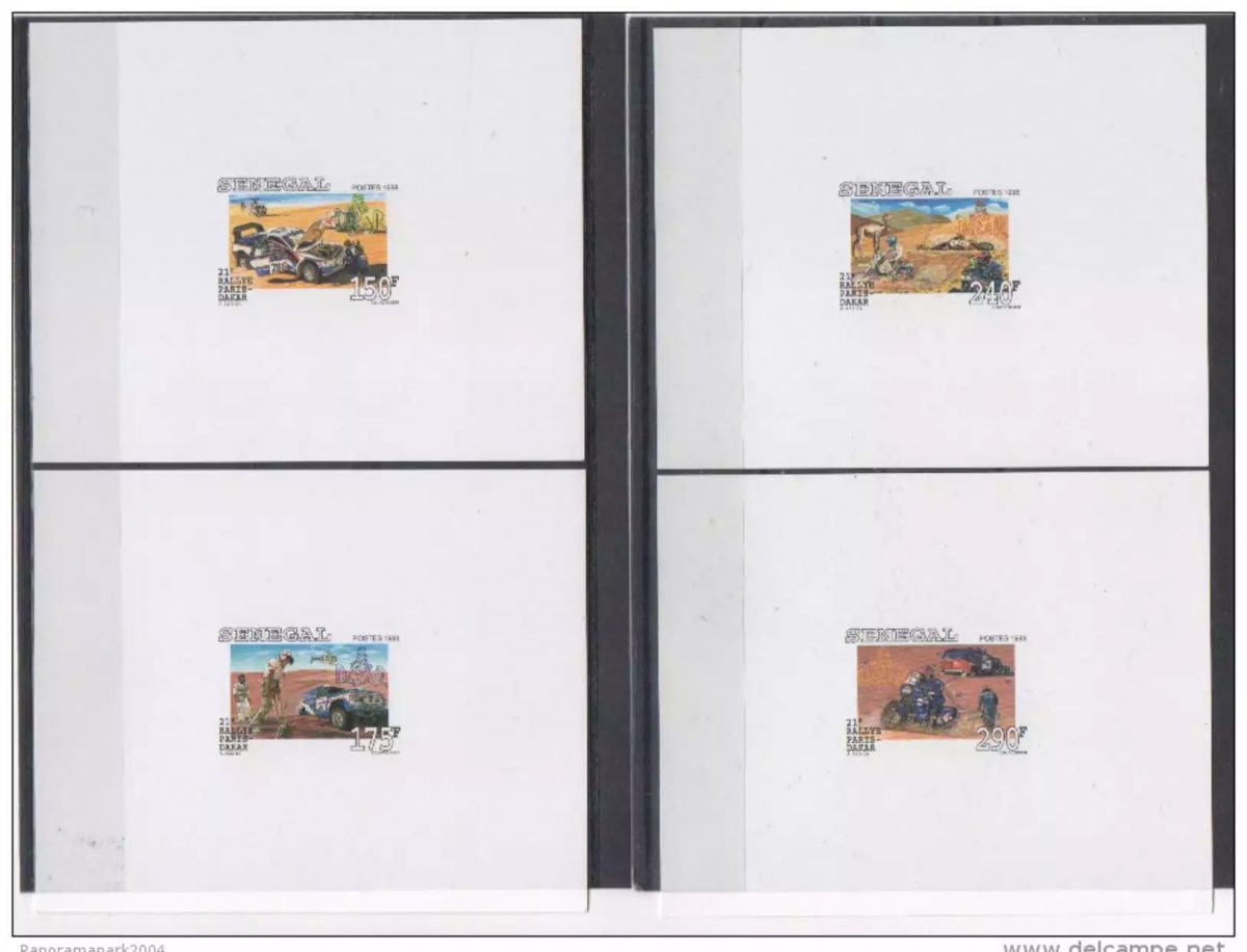 Sénégal 1998 / 1999 Mi. 1596 1599 épreuve luxe PROOF Rallye Paris-Dakar Voiture