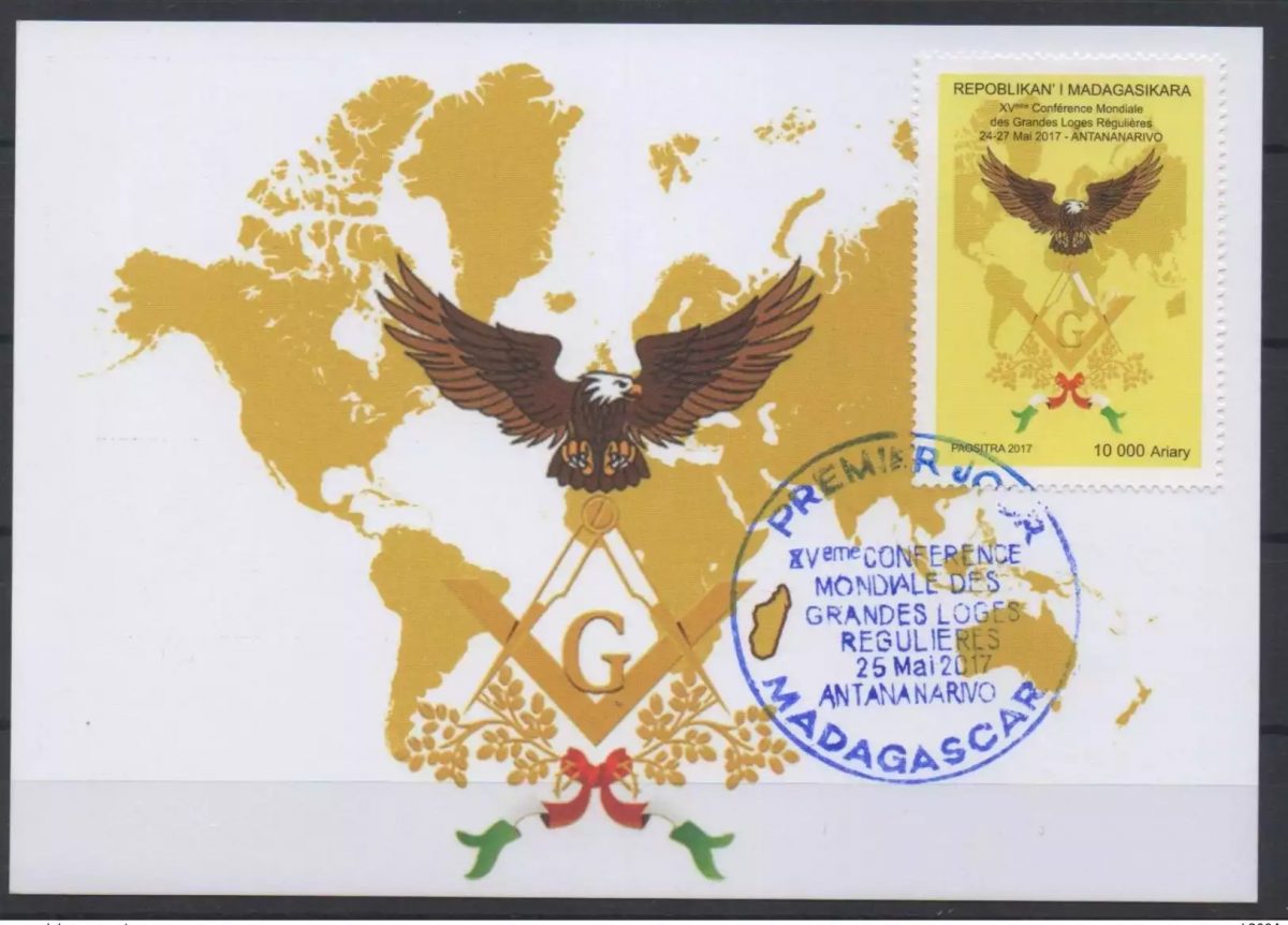 Madagascar 2017 carte maximum Mi. 2689 XVème Grandes Loges  Franc-Maçon