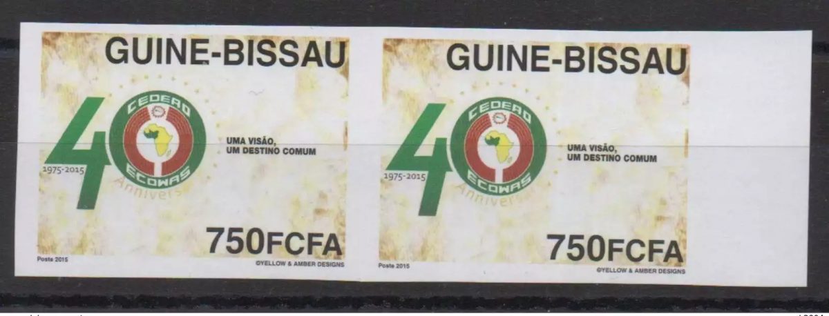 ULTRA RARE UNISSUED IMPERF PAIR 750F VAL GUINE-Bissau 2015 ECOWAS Joint Issue