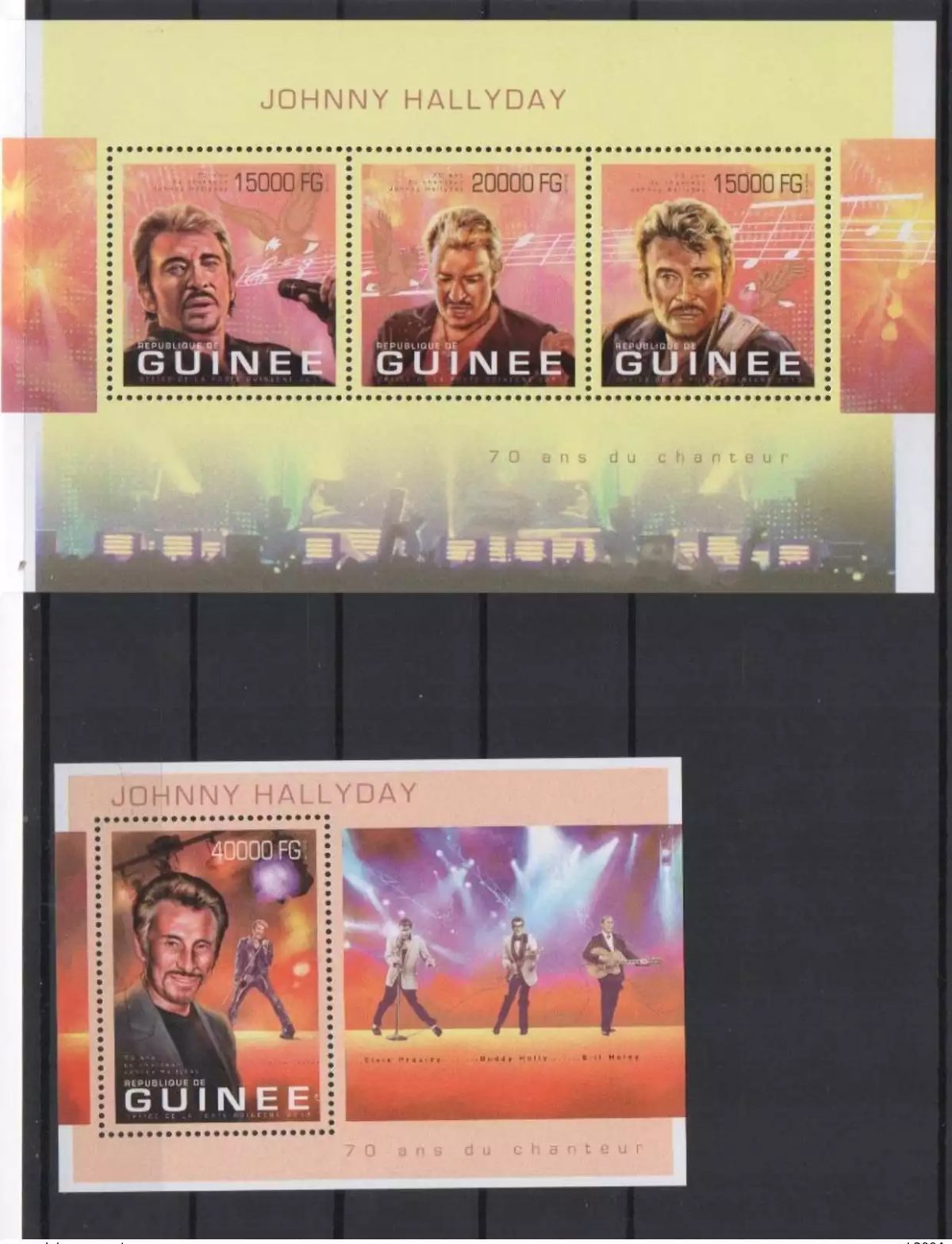 Guinée 2013 Johnny Hallyday feuillet et bloc officiel Neufs
