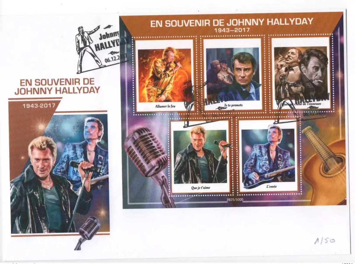 Enveloppe collector Johnny Hallyday 1943 - 2017 souvenir hommage cachet n°1