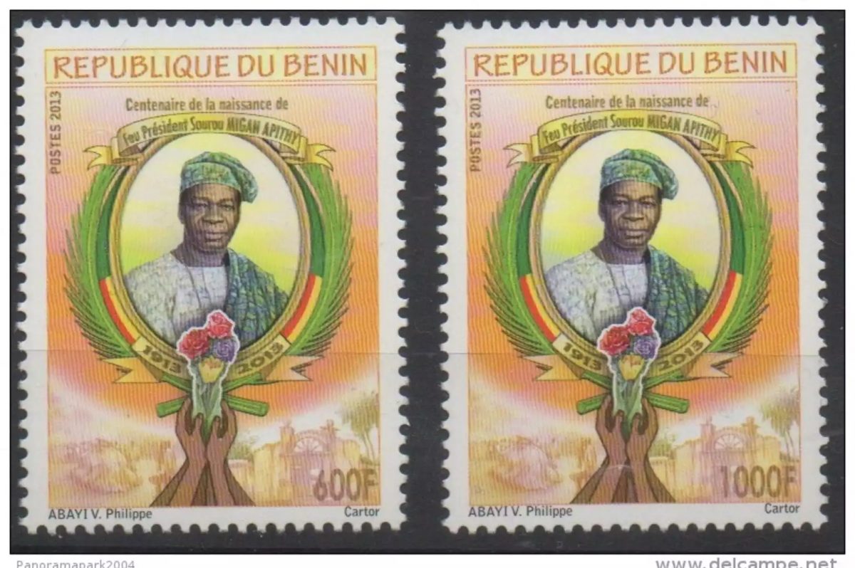 Benin 2013 Mi. 1667 - 1668 President Sourou Migan Apithy Politics Rose Flowers