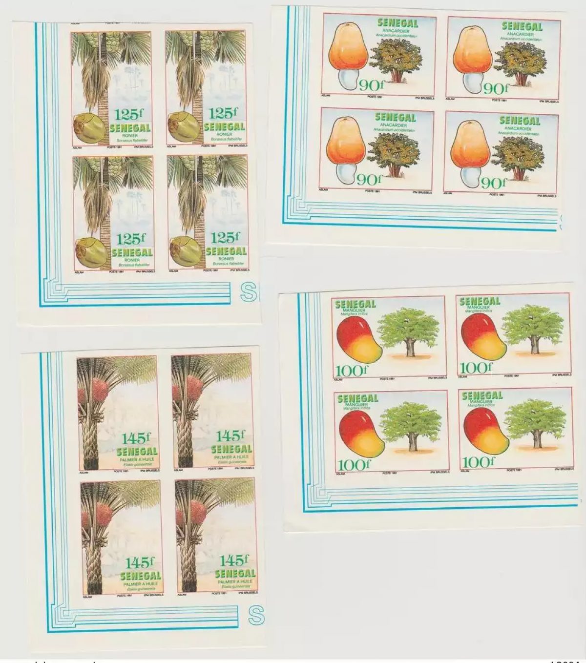 Senegal 1991 Unserrated Imperf Fruit Trees Bäume Früchte Fruits