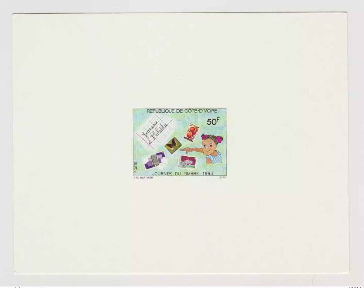 Côte d'Ivoire Proof De Luxe 1993 Mi. 1090 Journée du Timbre Stamp on