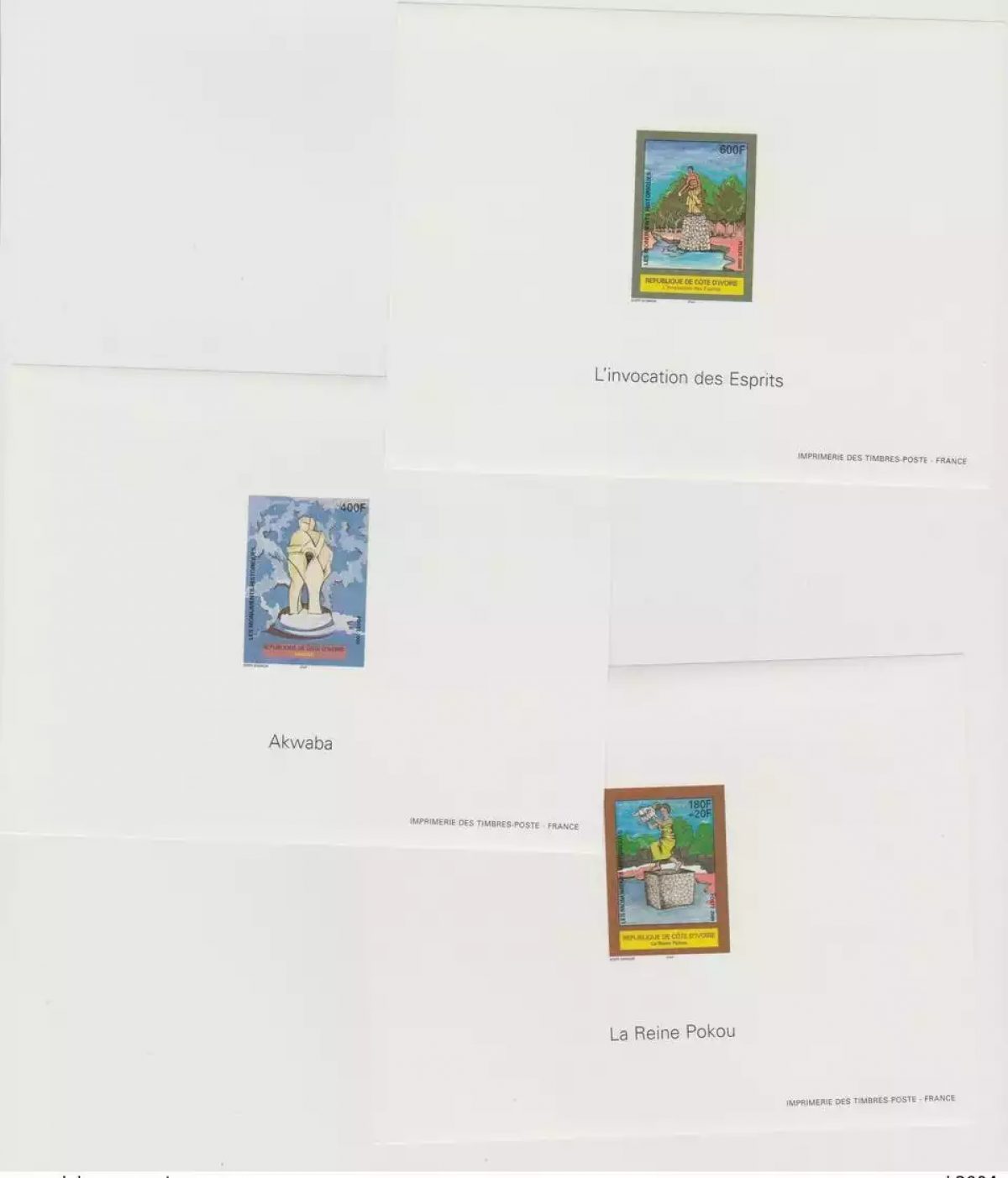 Ivory Coast Luxury Event 2000 Mi. 1265 - 1267 Monuments Spirits Reine Pokou
