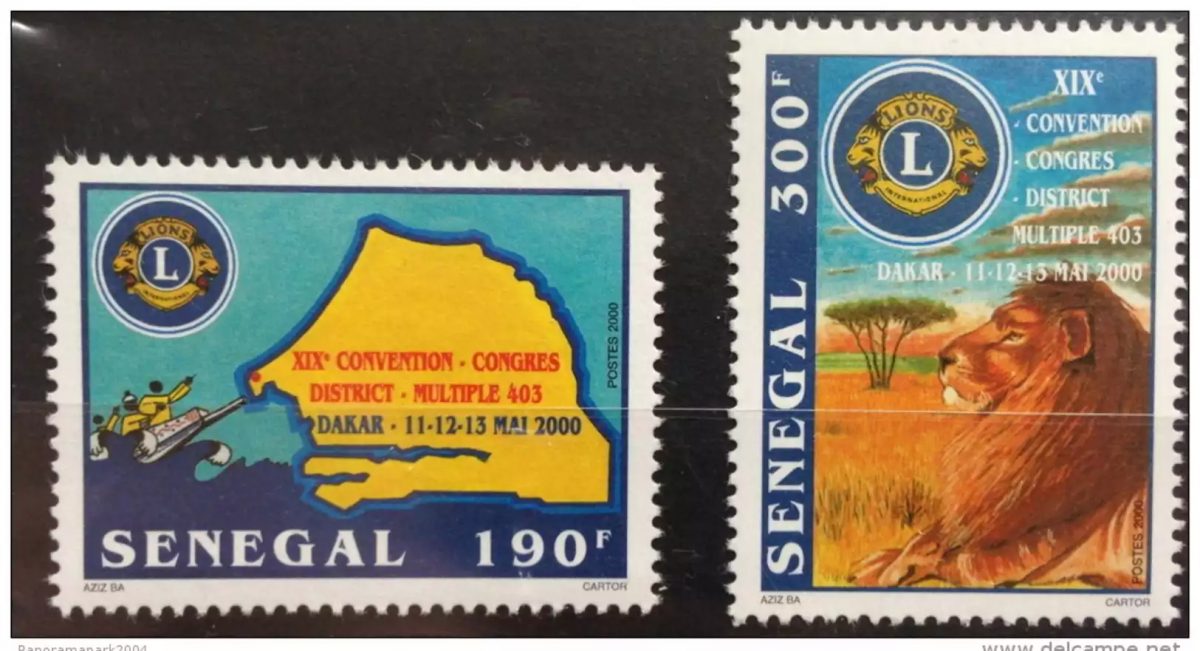 Sénégal 2000/2001 LIONS CLUB CONVENTION LION LÖWE CONGRES 2 val. RARE MNH