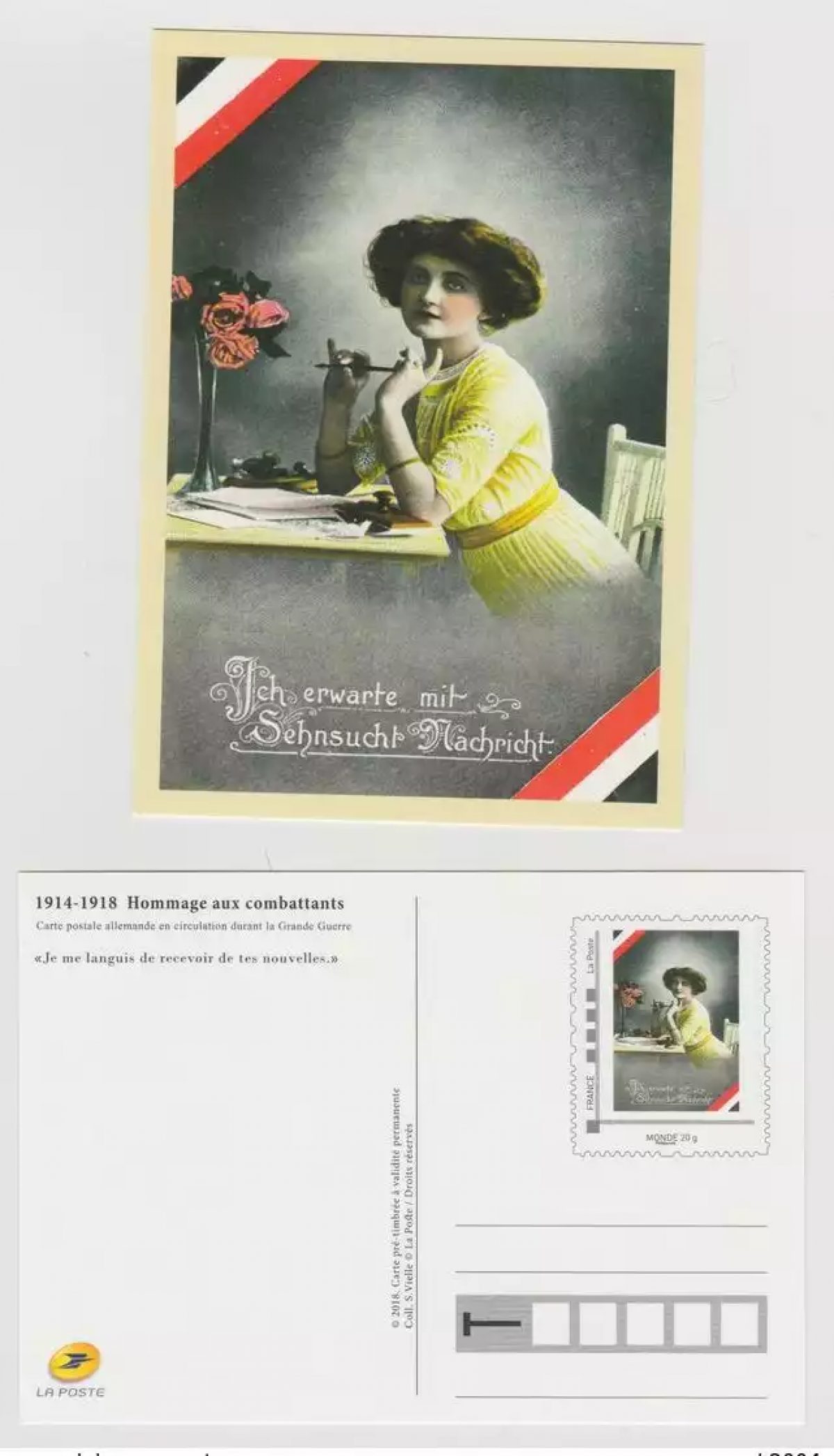 Frankreich 2018 - Ganzsache Postkarte Je me languis 1914-1918 Weltkrieg