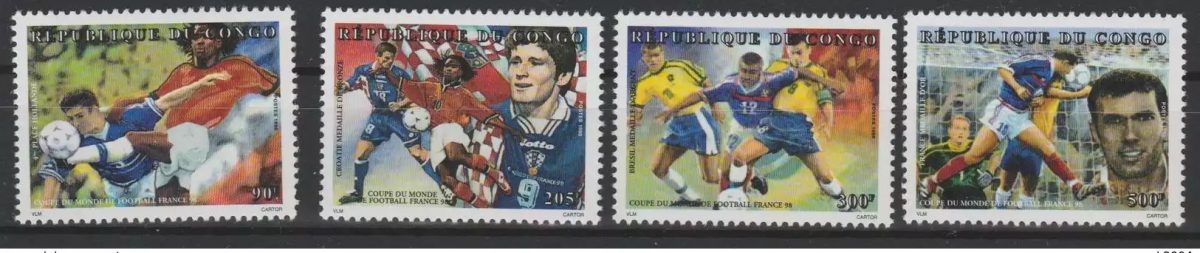 Congo 1998 Mi. 1591 - 1594 FIFA World Cup Football France Zidane Soccer MNH