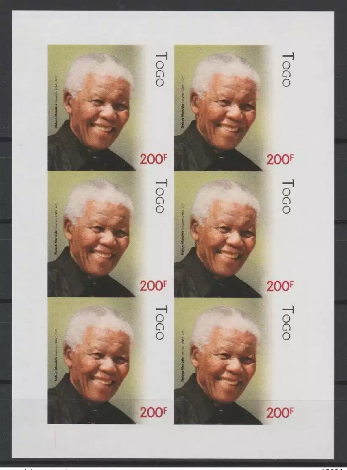 Togo 2018 Mi.? M/S IMPERF Joint Issue PAN Nelson Mandela 100 Years