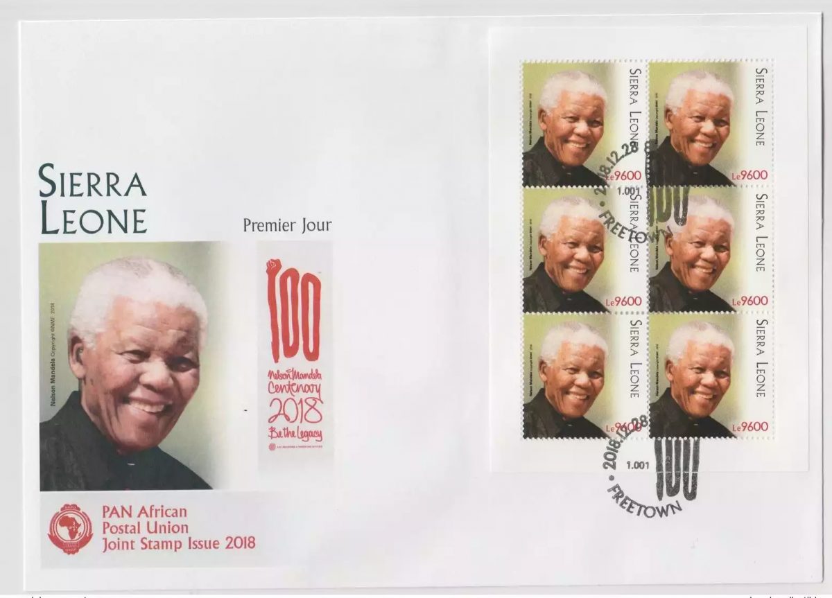 Sierra Leone 2018 M/S FDC Joint issue 1st day PAN Nelson Mandela 100 Years