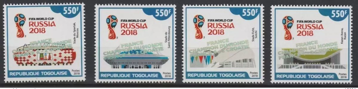 Togo 2018 Mi. ? surch. ovpt. 'FRANCE CHAMPION' FIFA  Coupe du Monde HOLOGRAMME