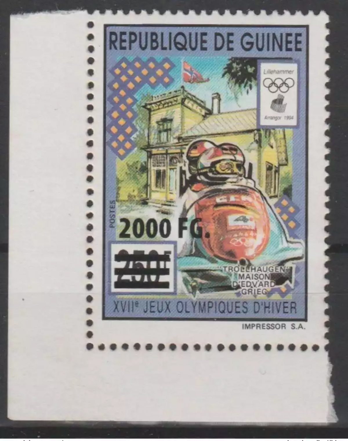 Guinée  2009 Mi. 6762 Surchargé Lillehammer 1994 Vancouver 2010 Jeux Olympiques