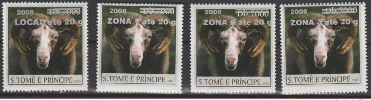 Sao S. Tomé & Principe 2008 / 2009 Mi. 3997 - 4003 Mouton sheep Faune 4 val.