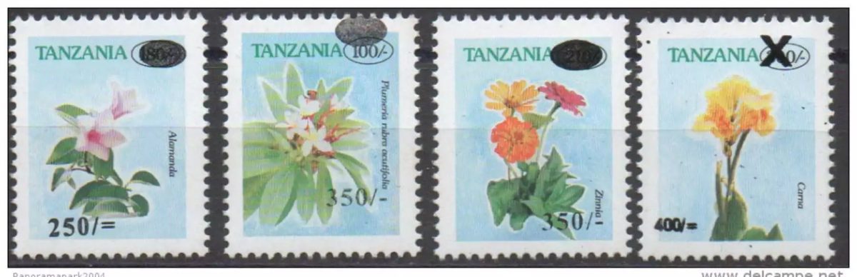 Tanzania 2002-2004 Flowers Fleurs Blumen Flore Definitives Surcharge MNH**