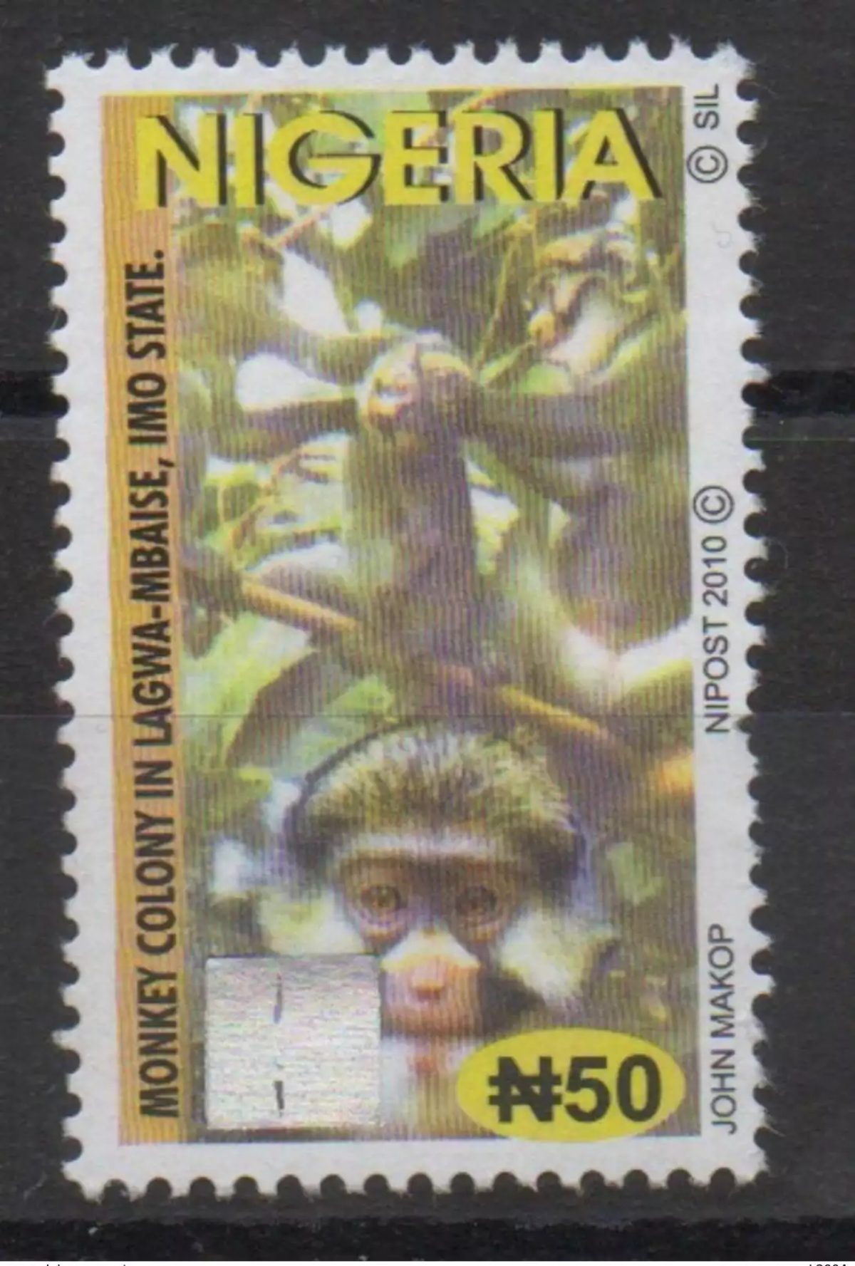 Nigeria 2010 Hologramm Hologram Definitive Monkey Ape Fauna MNH**
