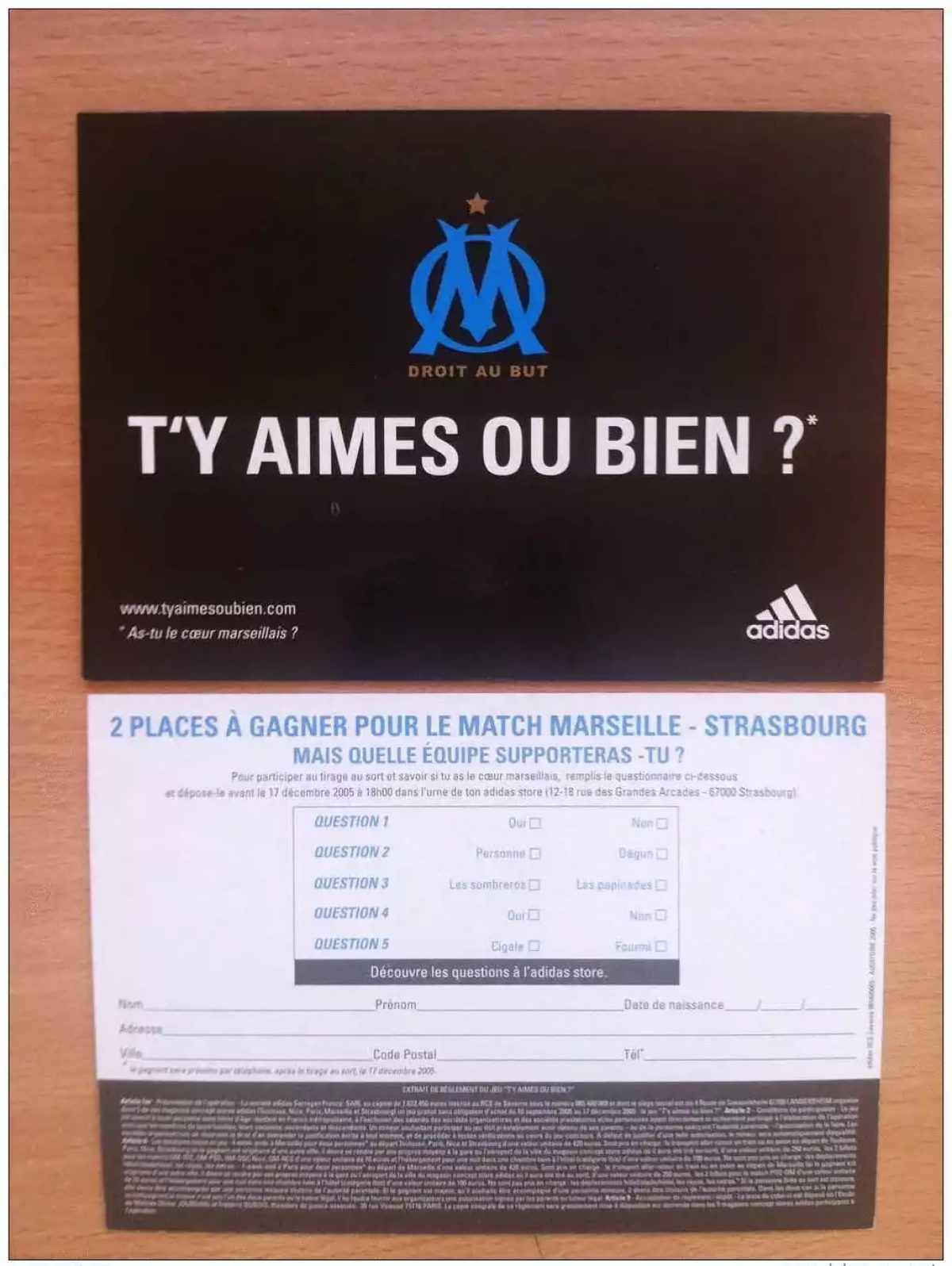 FRANKREICH OLYMPIQUE MARSEILLE OM POSTKARTE DROIT AU BUT