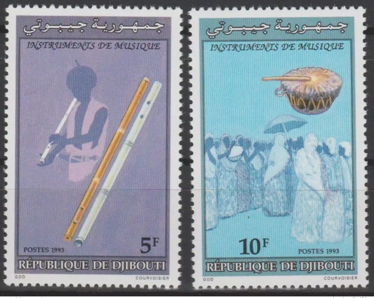 Djibouti 1993 Mi. 591 - 592 Musical Instruments Music Musikinstrumente