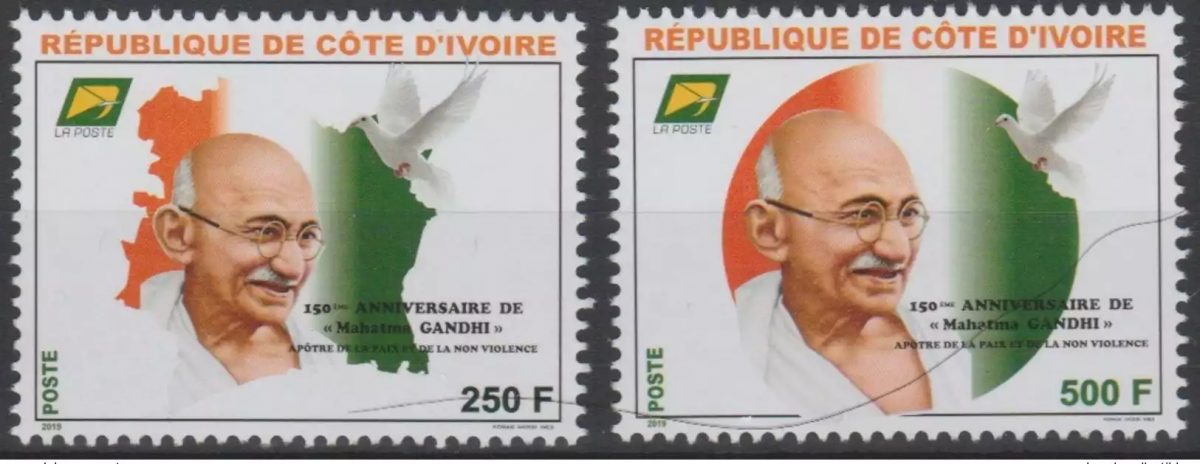 Côte d'Ivoire 2019 Mi. ? 150ème anniversaire Mohandas Mahatma Gandhi Paix Oiseau