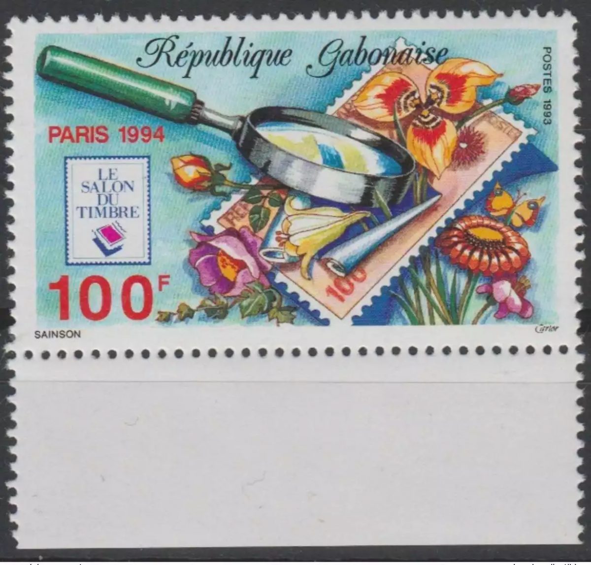 Gabun 1993/1994 Mi. 1159 Salon du Timbre PARIS Blumen Briefmarke SELTEN!