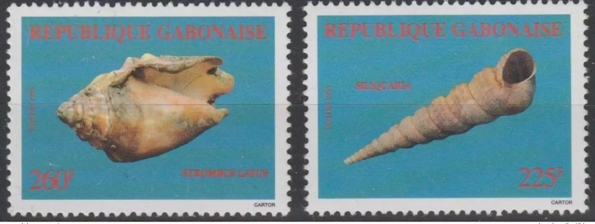 Gabon Gabun 1995 Mi. 1194 - 1195 Coquillages shells Crustacés crustaceans RARE !