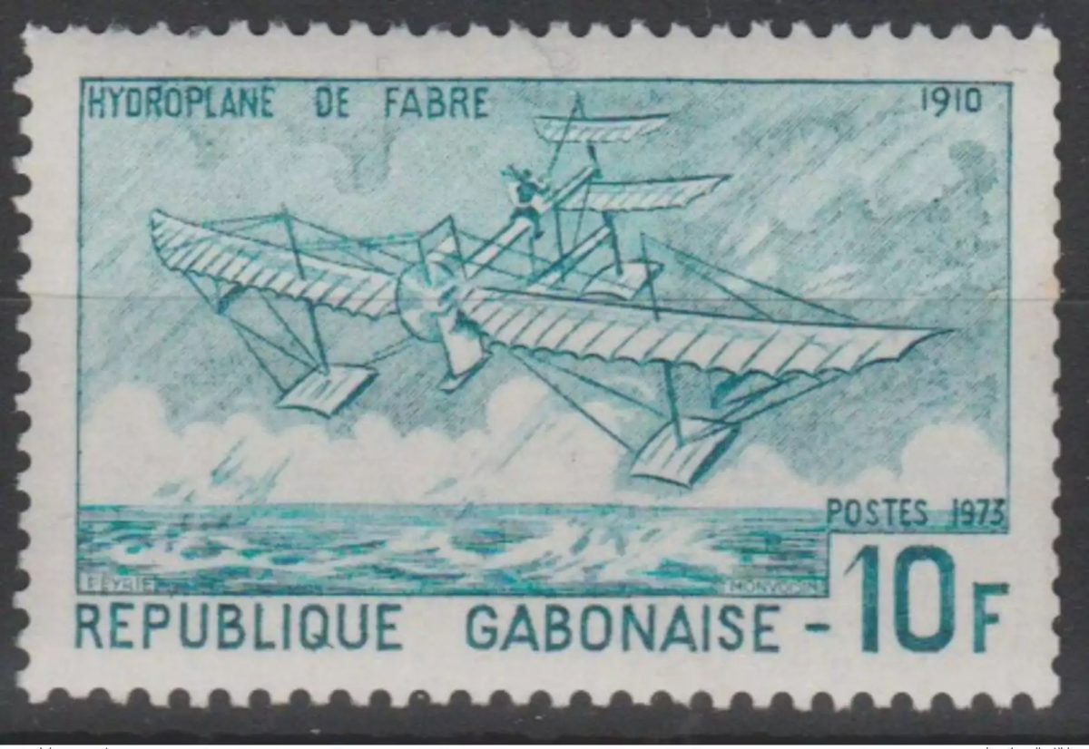 Gabon 1973/1976 Mi. 506b Hydroplane by Fabre Airplane Roulette Roll 1v