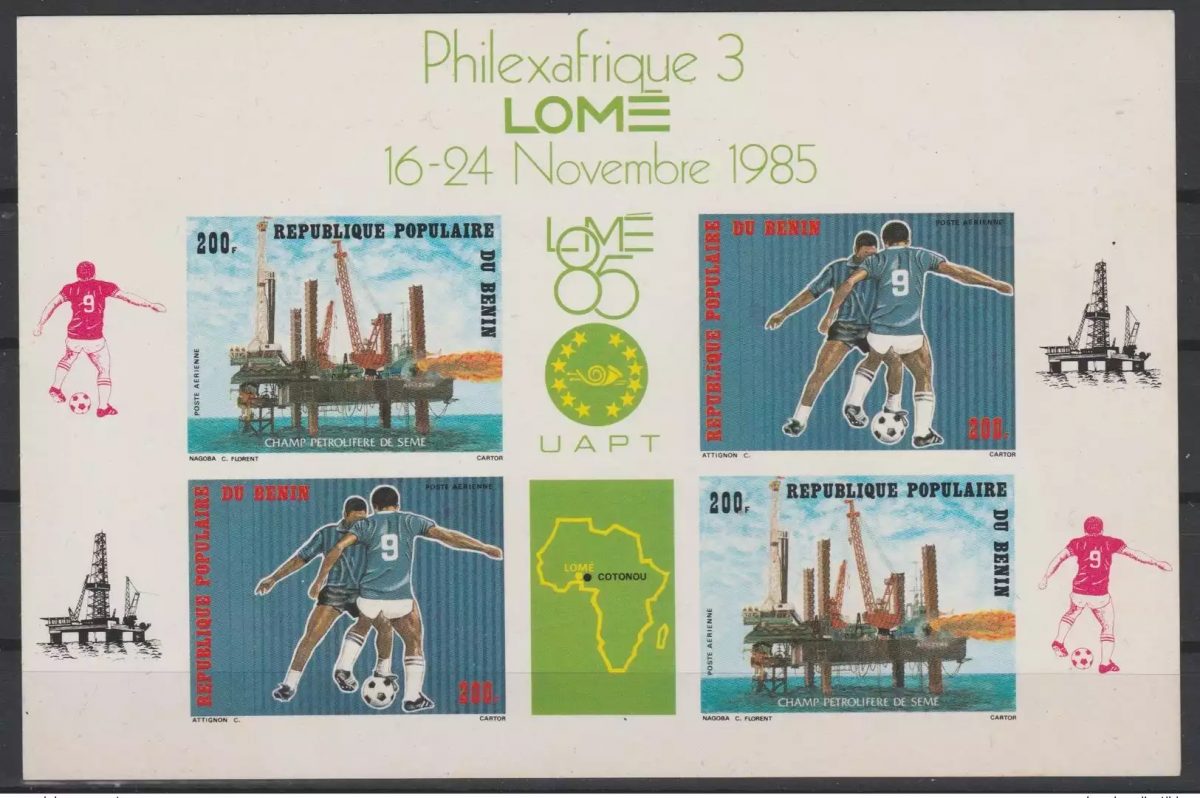 Benin 1985 Mi. 401 - 402 Luxury Event Football Philexafrica Lomé Pétrole