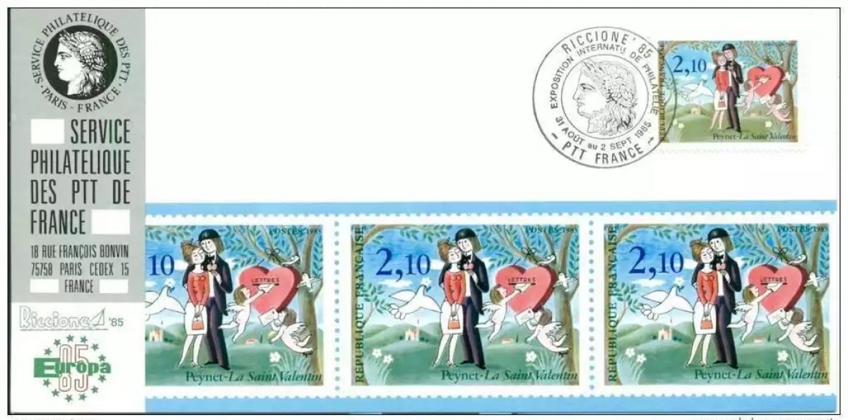 015 Offizielle Karte Ausstellung Riccione 1985 Frankreich Peynet Verliebte