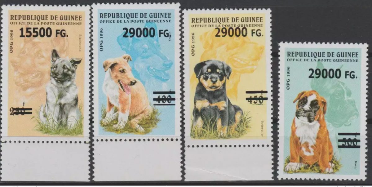 Guinea 2008 Mi. 6335-38 overloaded Overprint Dogs Hunde Wildlife