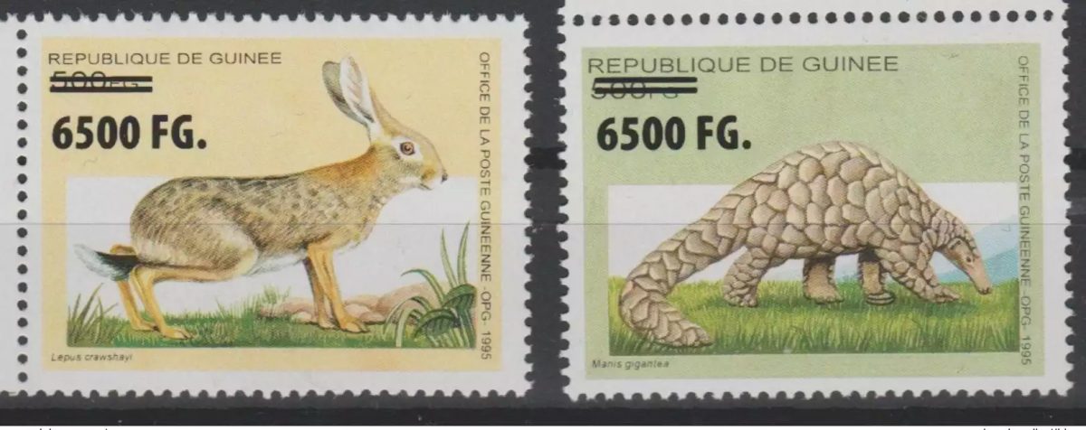 Guinée 2009 Mi. 6754/5 surchargé faune Fauna Lapin Rabbit Hase Pangolin