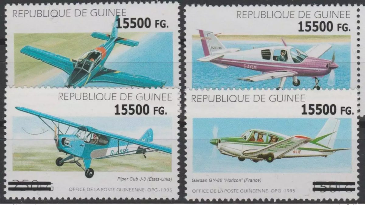 Guinée 2008 Mi. 6331/4 surchargé Avions transport Piper Gardan Valmet Pup-150