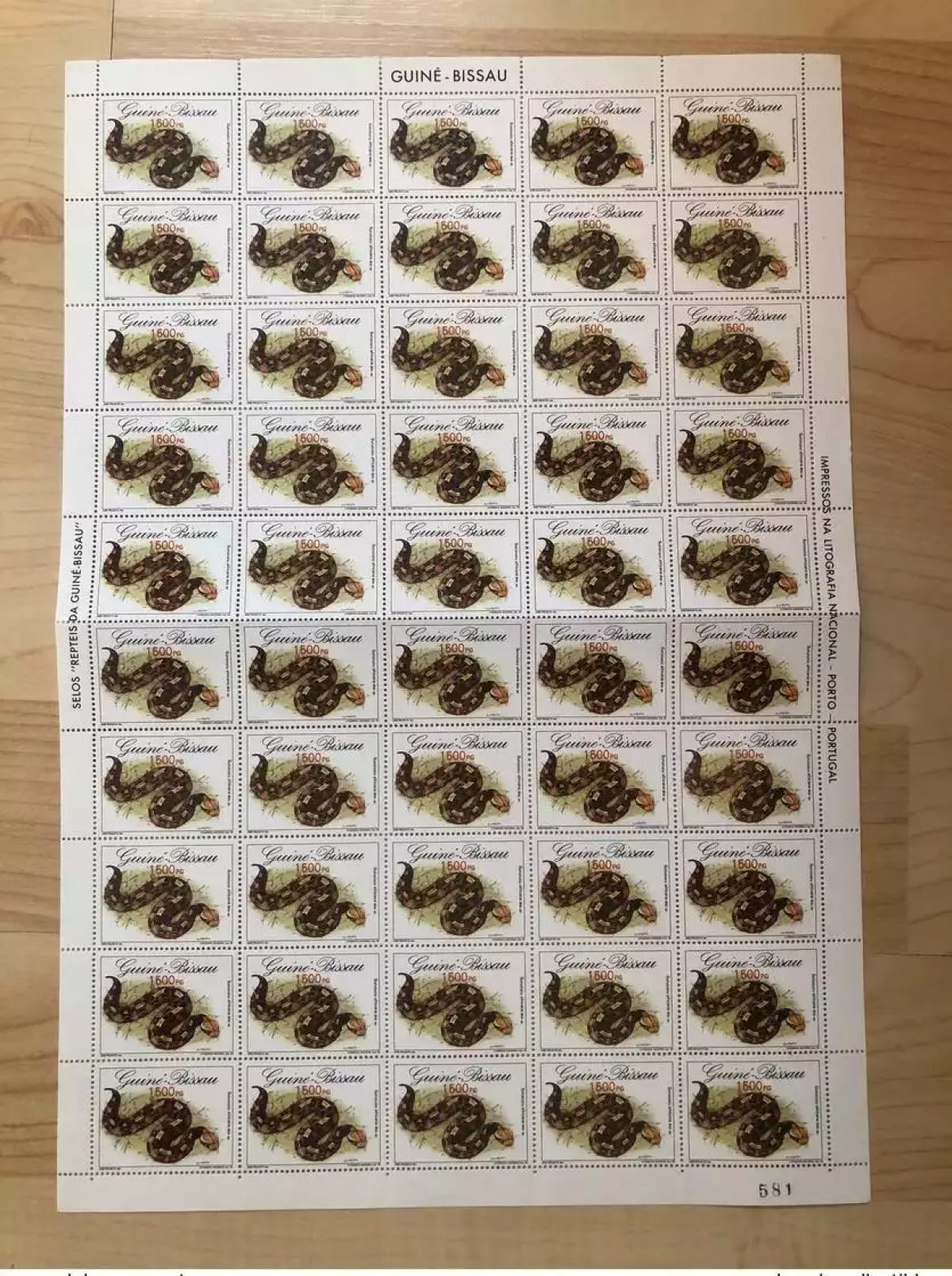 Guinea-Bissau 1993 Mi. 1189 1500P Reptilien Schlange Fauna