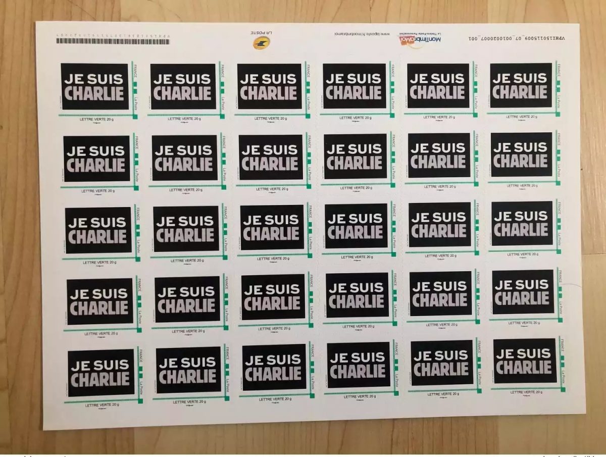 Frankreich 2015 Montimbramoi Privatbogen 'Je suis Charlie' Hebdo Anschlag