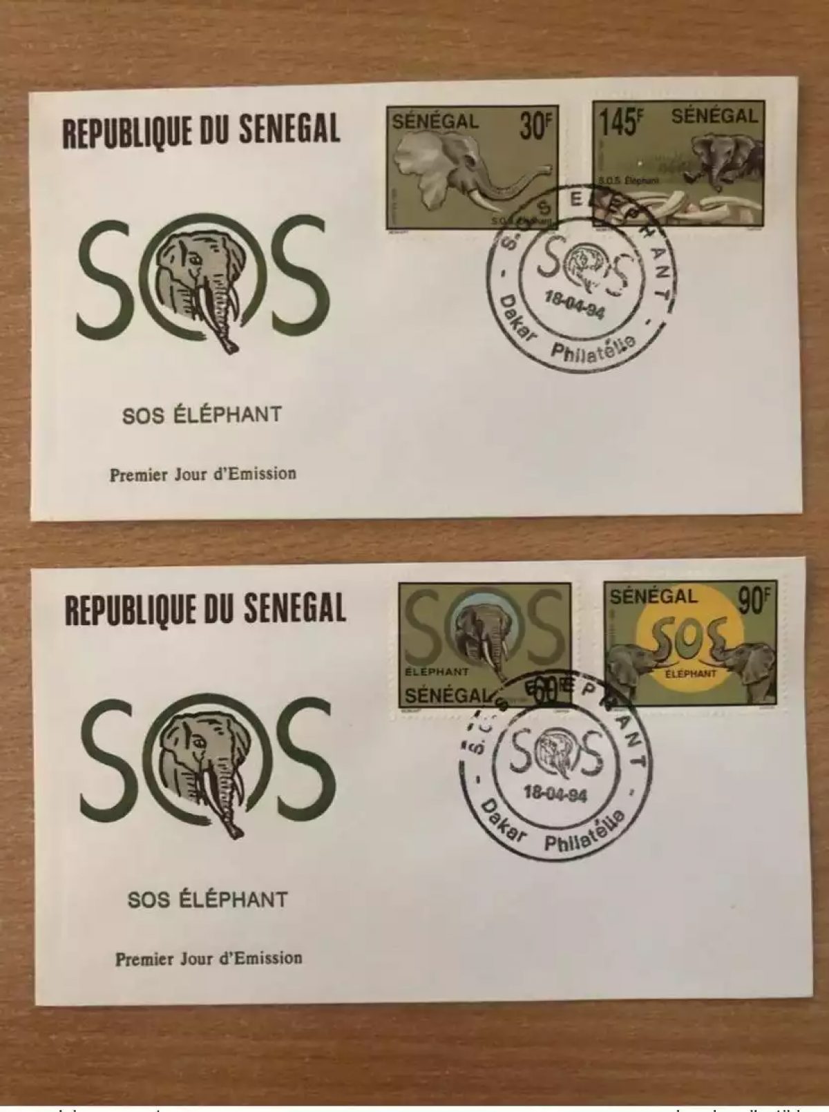 Senegal 1994 FDC Mi. 1310/1313 Fauna SOS Elephant Elefant
