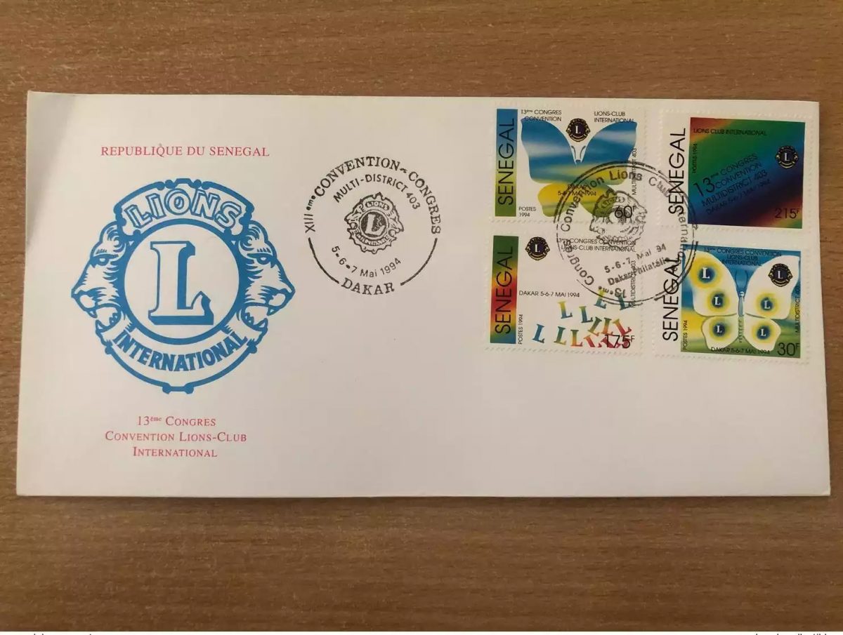 Sénégal 1994 FDC Mi. 1314 1317 13ème Congrès Lions-Club International Papillon