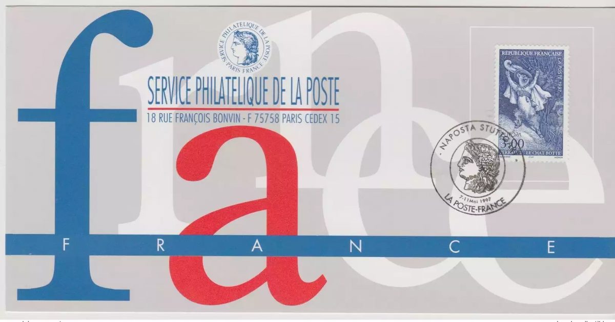 149 Official map Exhibition Naposta Stuttgart 1997 France FDC Puss in Boots