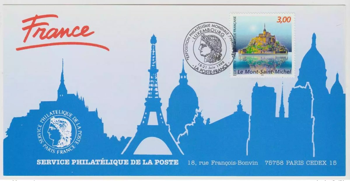 157 Official map Exhibition Luxembourg 1998 France FDC Le Mont-Saint-Michel