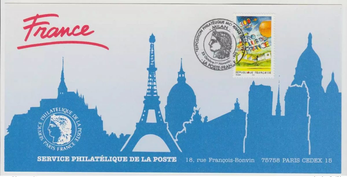 160 Official map Exhibition Milan 1998 France FDC Aéroclub Avion airplane